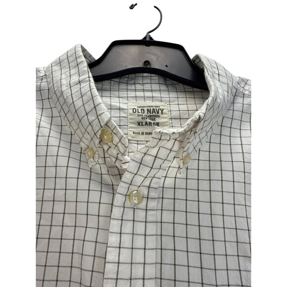 Old Navy XL Button Down Shirt Checkered Short Sleeve Casual Cotton Streetwear - Picture 4 of 8